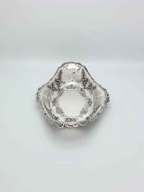 SUPERB ANTIQUE EDWARDIAN SOLID SILVER SERVING DISH 1908 - ADDITIONAL PHOTO 5