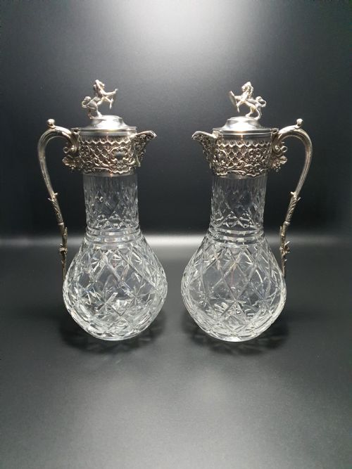Magnificent Pair of Cut-glass Claret Jugs – Circa 1930