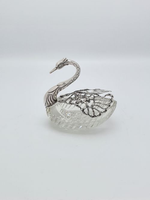 fig 1. Fabulous Silver and Cut Crystal Swan Box – circa 1960