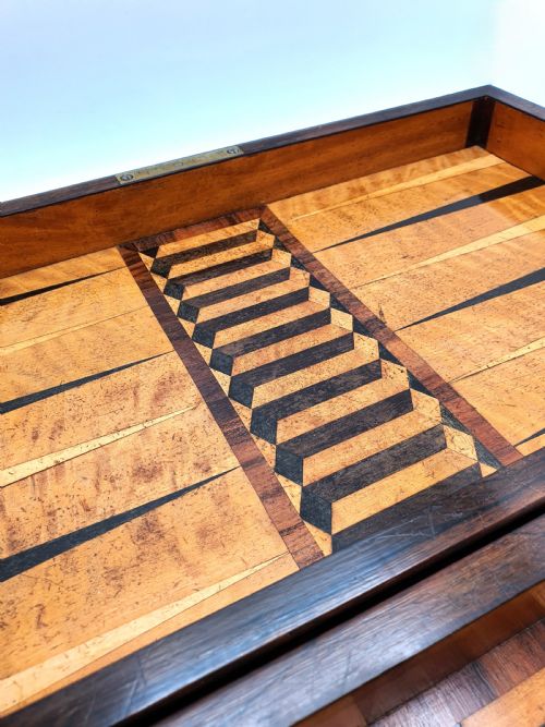 VICTORIAN CHESS AND BACKGAMMON GAMES BOX CIRCA 1850 - ADDITIONAL PHOTO 3