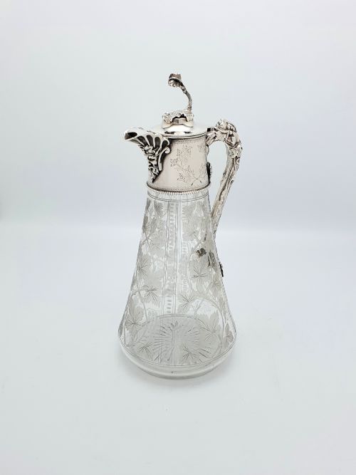 Splendid Victorian Cut Glass and Silver-plated Claret Jug – Circa 1880