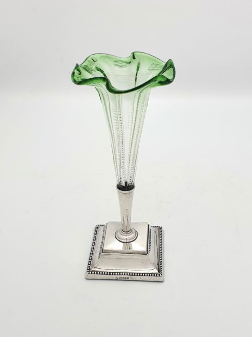 Pretty Victorian Silver and Glass Flower Flute - 1898