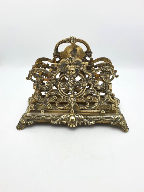 GORGEOUS LARGE FRENCH BRASS LETTER RACK CIRCA 1900 - ADDITIONAL PHOTO 2