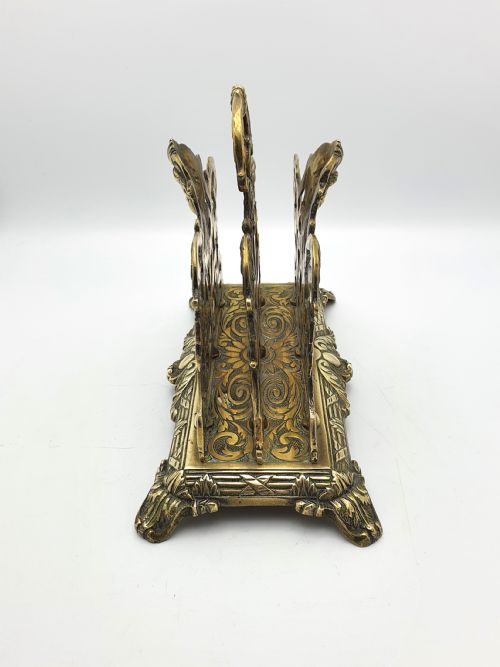 GORGEOUS LARGE FRENCH BRASS LETTER RACK CIRCA 1900 - ADDITIONAL PHOTO 3