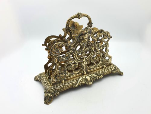 GORGEOUS LARGE FRENCH BRASS LETTER RACK CIRCA 1900 - ADDITIONAL PHOTO 4