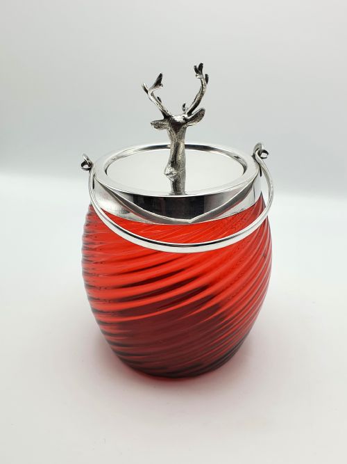 GORGEOUS ANTIQUE VICTORIAN CRANBERRY GLASS BISCUIT BARRELCOOKIE JAR CIRCA 1890 - ADDITIONAL PHOTO 5