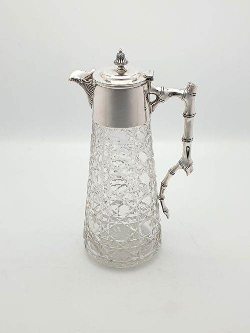 NICE ANTIQUE EDWARDIAN CUT GLASS AND SILVERPLATED CLARET JUG CIRCA 1905 - ADDITIONAL PHOTO 1