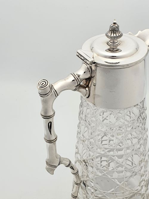 NICE ANTIQUE EDWARDIAN CUT GLASS AND SILVERPLATED CLARET JUG CIRCA 1905 - ADDITIONAL PHOTO 2