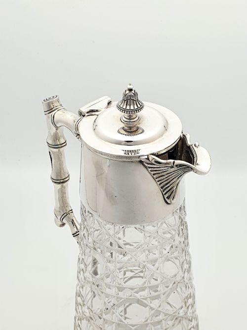 NICE ANTIQUE EDWARDIAN CUT GLASS AND SILVERPLATED CLARET JUG CIRCA 1905 - ADDITIONAL PHOTO 3