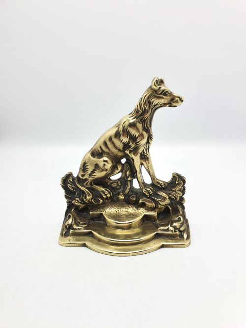 Nice Antique Small Brass Dog Doorstop – Circa 1920
