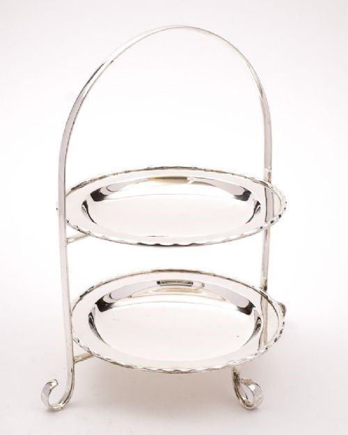 Nice Art Deco Silver Plated 2 Tier Cake Stand - Circa 1930