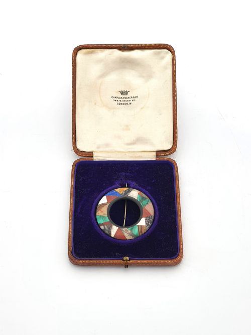 fig 1. Stunning Antique Victorian Grand Tour Specimen Marble Brooch – circa 1870
