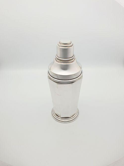 fig 1. Large Art Deco Silver-Plated Cocktail Shaker with Internal Lemon Squeezer – circa 1930