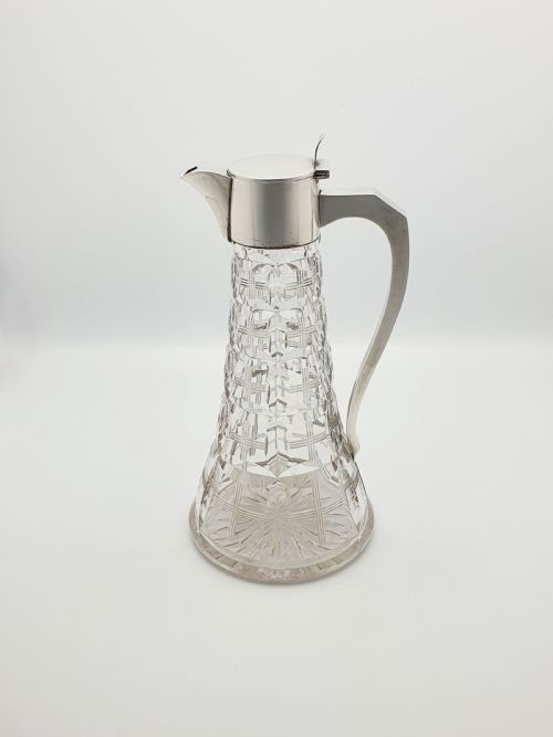 fig 1. Stunning Antique Silver Topped Claret Jug - 1924