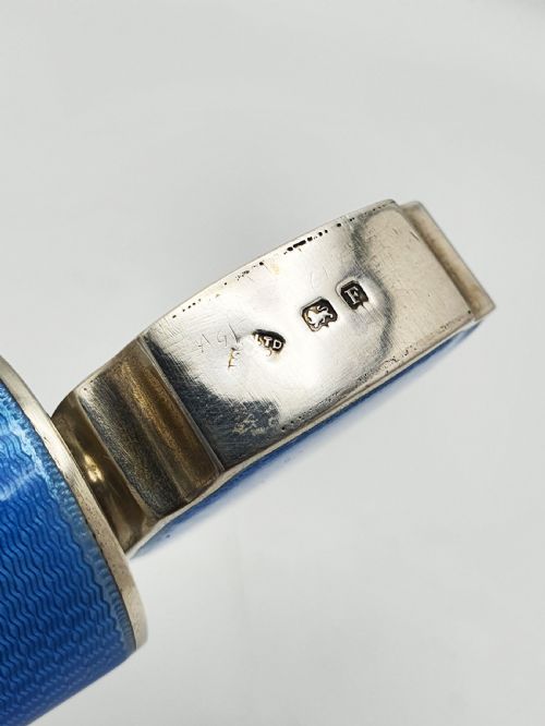 RARE ART DECO SILVER AND GUILLOCHE ENAMEL SCENT BOTTLE 1930 - ADDITIONAL PHOTO 2