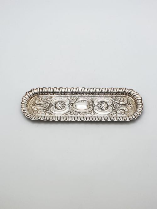 fig 1. Small Antique Sterling Silver Rococo Revival Oblong Tray - 1902