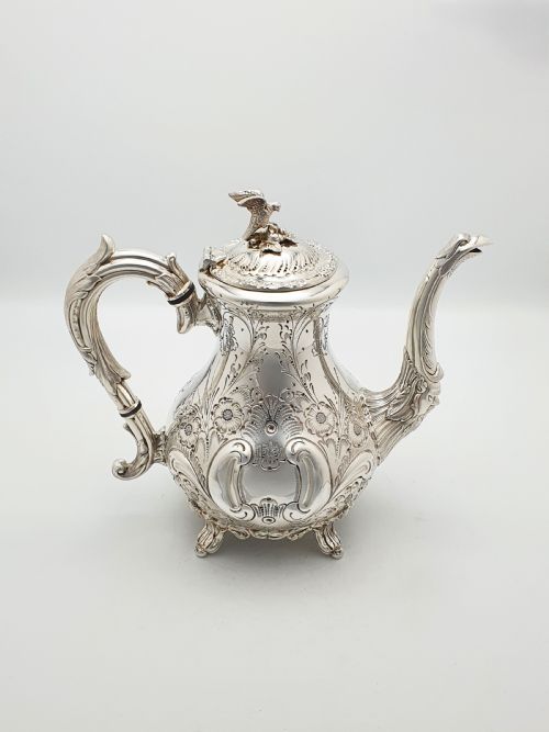 fig 1. Ornate Antique Four-Piece Tea Set with Stunning Figural Detailing – circa 1920