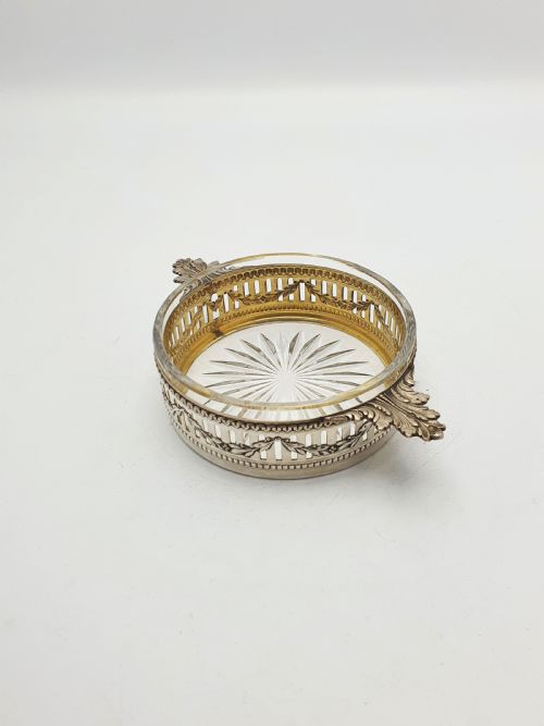 fig 1. Lovely Antique French Silver & Cut-Glass Butter Dish with Ornate Handles – circa 1920