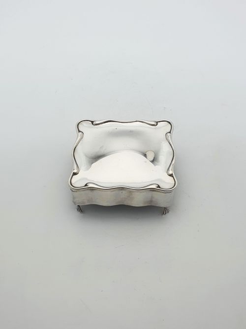 fig 1. Stunning Antique Edwardian Sterling Silver Jewellery Box with Red Velvet Interior - 1906