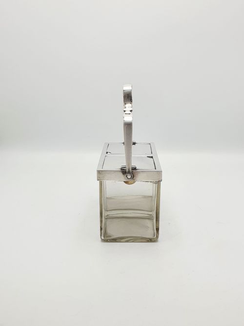 RARE ANTIQUE SILVERPLATED DOUBLE PRESERVE JAR WITH SELF OPENING LID MECHANISM CIRCA 1920 - ADDITIONAL PHOTO 4