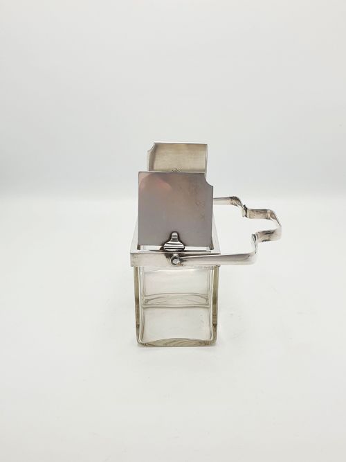 RARE ANTIQUE SILVERPLATED DOUBLE PRESERVE JAR WITH SELF OPENING LID MECHANISM CIRCA 1920 - ADDITIONAL PHOTO 5