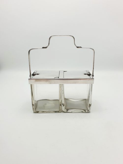 RARE ANTIQUE SILVERPLATED DOUBLE PRESERVE JAR WITH SELF OPENING LID MECHANISM CIRCA 1920 - ADDITIONAL PHOTO 6