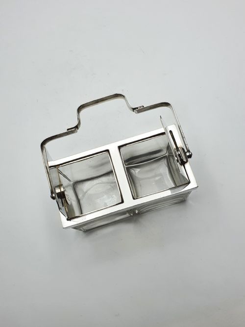 RARE ANTIQUE SILVERPLATED DOUBLE PRESERVE JAR WITH SELF OPENING LID MECHANISM CIRCA 1920 - ADDITIONAL PHOTO 8