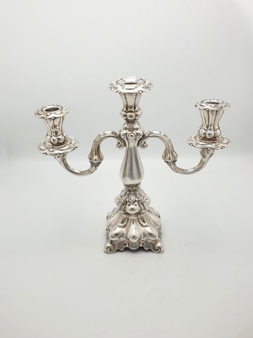 fig 1. Lovely Pair of Ornate Italian Rococo Revival Style Silver-Plated Candelabra – circa 1920