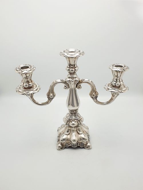 fig 2. Lovely Pair of Ornate Italian Rococo Revival Style Silver-Plated Candelabra – circa 1920