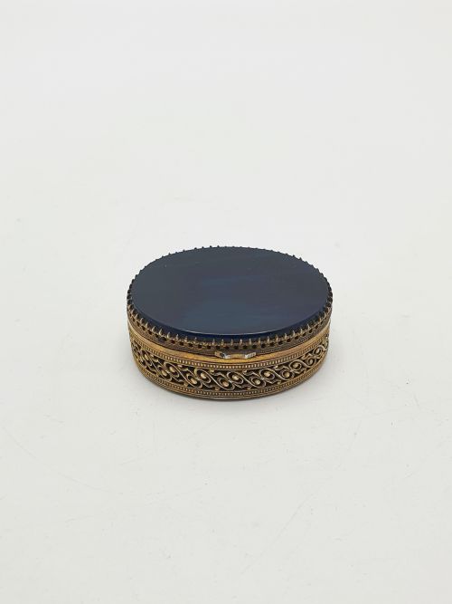 fig 1. Nice Antique Victorian Gilt Brass & Agate Box – circa 1890
