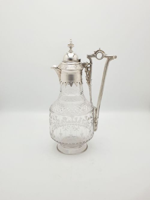 SUPERB ANTIQUE VICTORIAN SILVERPLATED CUTGLASS CLARET JUG CIRCA 1890 - ADDITIONAL PHOTO 1