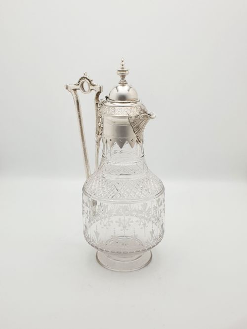 SUPERB ANTIQUE VICTORIAN SILVERPLATED CUTGLASS CLARET JUG CIRCA 1890 - ADDITIONAL PHOTO 2