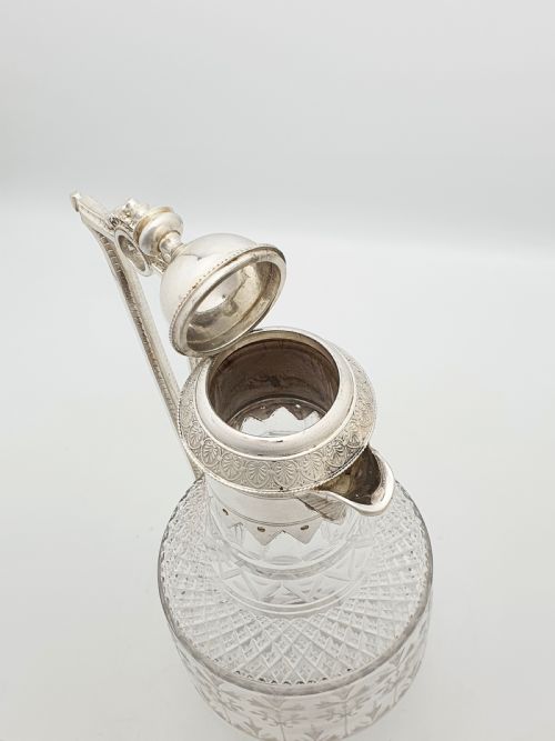 SUPERB ANTIQUE VICTORIAN SILVERPLATED CUTGLASS CLARET JUG CIRCA 1890 - ADDITIONAL PHOTO 3