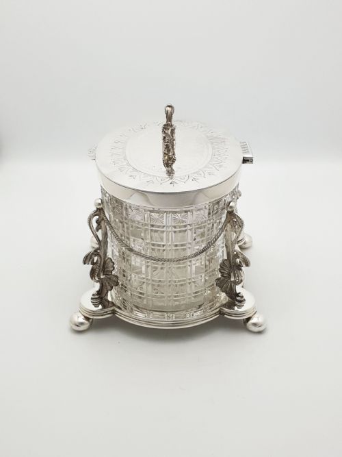 MAGNIFICENT ANTIQUE VICTORIAN BISCUIT BARREL WITH HERALDIC DRAGON FINIAL CIRCA 1870 - ADDITIONAL PHOTO 6