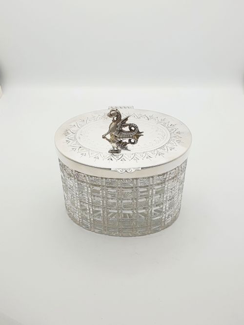 MAGNIFICENT ANTIQUE VICTORIAN BISCUIT BARREL WITH HERALDIC DRAGON FINIAL CIRCA 1870 - ADDITIONAL PHOTO 10