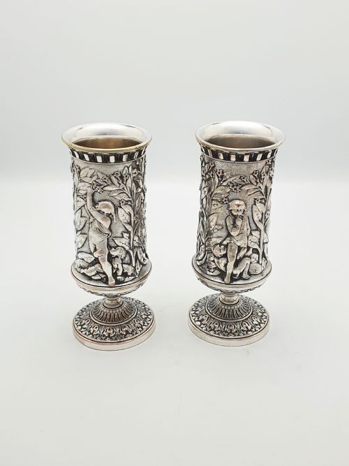fig 1. Stunning Pair of Antique Silver-Plated Elkington & Co. Vases - 1875