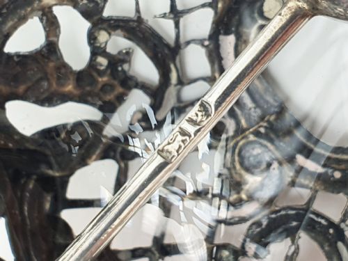 RARE STERLING SILVER AND GLASS TABLE BELL WITH ORNATE FIGURAL HANDLE 1896 - ADDITIONAL PHOTO 6