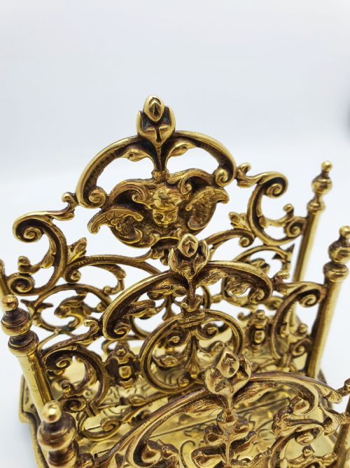 fig 1. Nice Ornate Antique Victorian Brass Letter Rack with Cherub Motif – circa 1890
