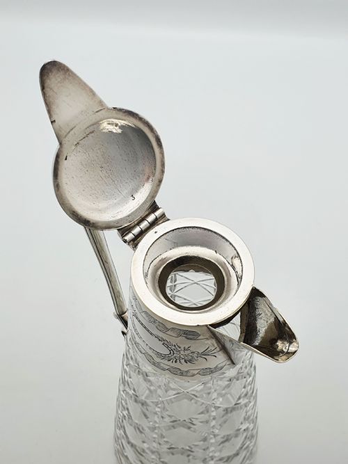 SPLENDID ANTIQUE VICTORIAN SILVERPLATE MOUNTED CUT GLASS CLARET JUG CIRCA 1880 - ADDITIONAL PHOTO 5