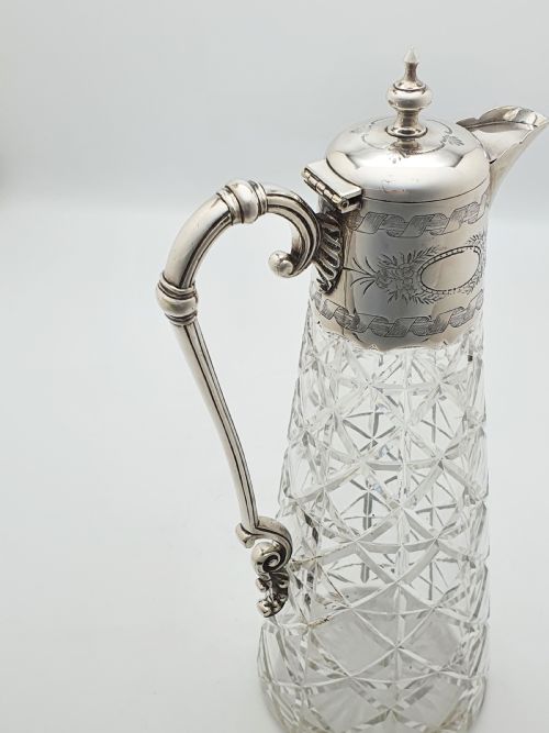 SPLENDID ANTIQUE VICTORIAN SILVERPLATE MOUNTED CUT GLASS CLARET JUG CIRCA 1880 - ADDITIONAL PHOTO 6