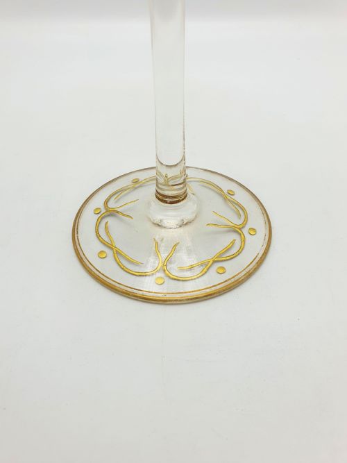 GORGEOUS ANTIQUE GILDED GLASS TAZZA WITH GRAPEVINE DECORATION CIRCA 1900 - ADDITIONAL PHOTO 5