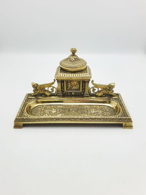 fig 1. Fabulous Grand Tour Neoclassical Brass Inkstand – circa 1880