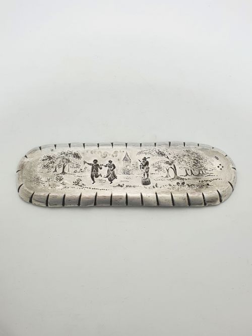 NICE STERLING SILVER EMBOSSED TRAY DANCING COUPLE MUSICIAN 1883 - ADDITIONAL PHOTO 3