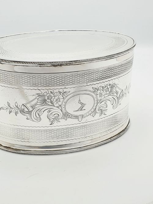 fig 2. Lovely Antique Victorian Oval Silver-Plated Biscuit Box – circa 1880