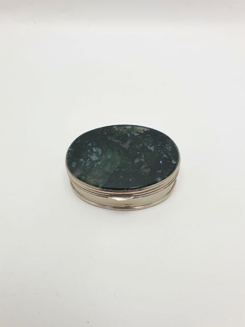 fig 1. Lovely Antique Victorian Moss Agate Pill Box – circa 1890