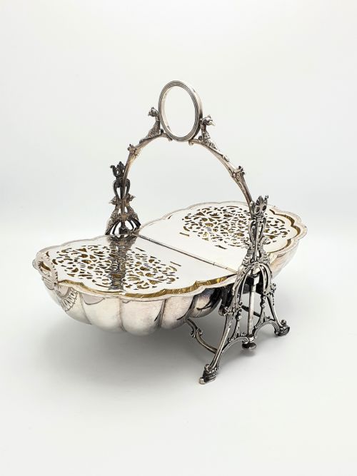 fig 3. Fantastic Antique Victorian Shell Shaped Folding Biscuit Box - circa 1880