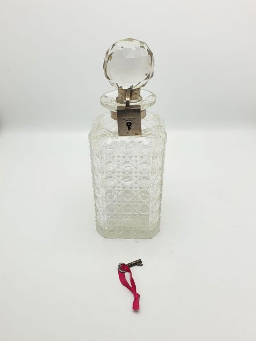 fig 2. Nice Antique Edwardian Cut Glass Locking Decanter - circa 1905