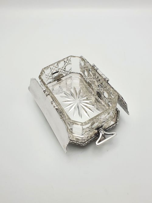 fig 1. Exceptional Antique Victorian Elkington Silver-Plated & Cut-Glass Butter Dish - 1879
