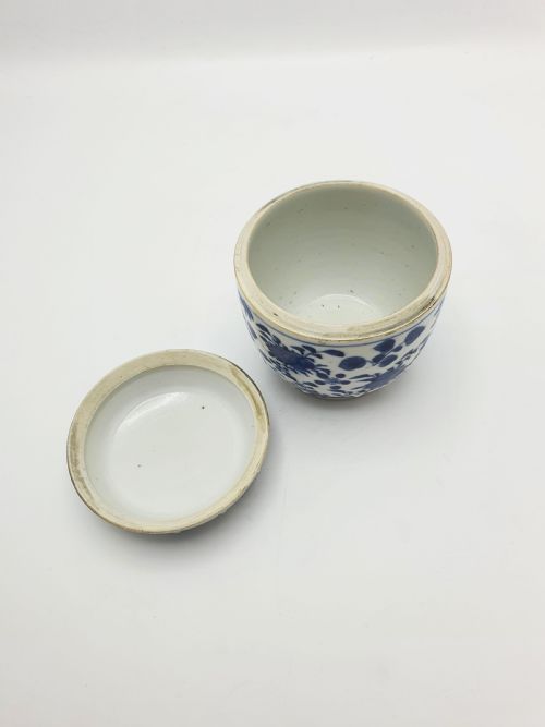 fig 3. Antique Chinese Blue and White Covered Jar with Bird & Floral Motif – circa 1860