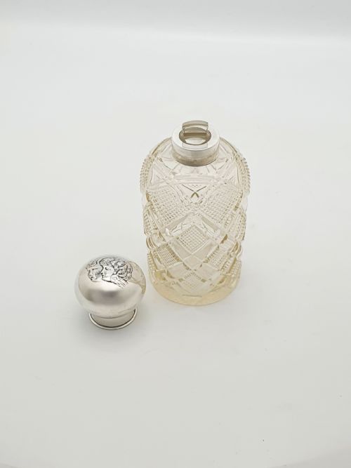 ANTIQUE EDWARDIAN CUT GLASS SCENT BOTTLE WITH STERLING SILVER LID 1903 - ADDITIONAL PHOTO 4
